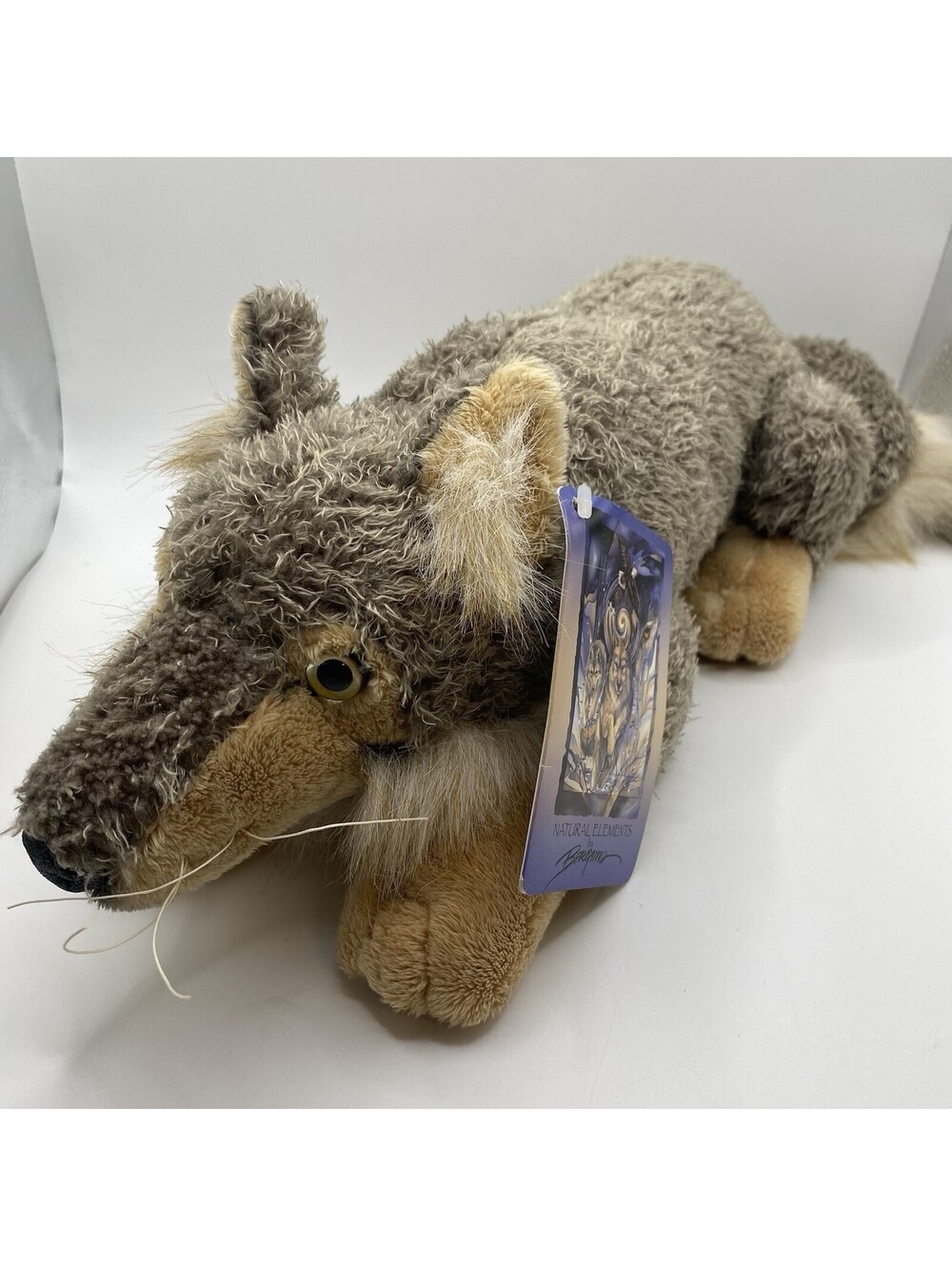 Fiesta Lying Wolf Dakota Plush Stuffed Animal Gray Realistic with TAG